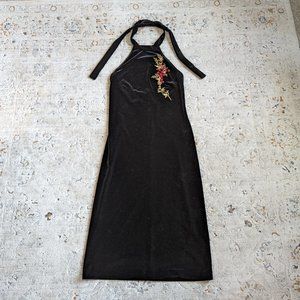 90s Velvet Halter Dress